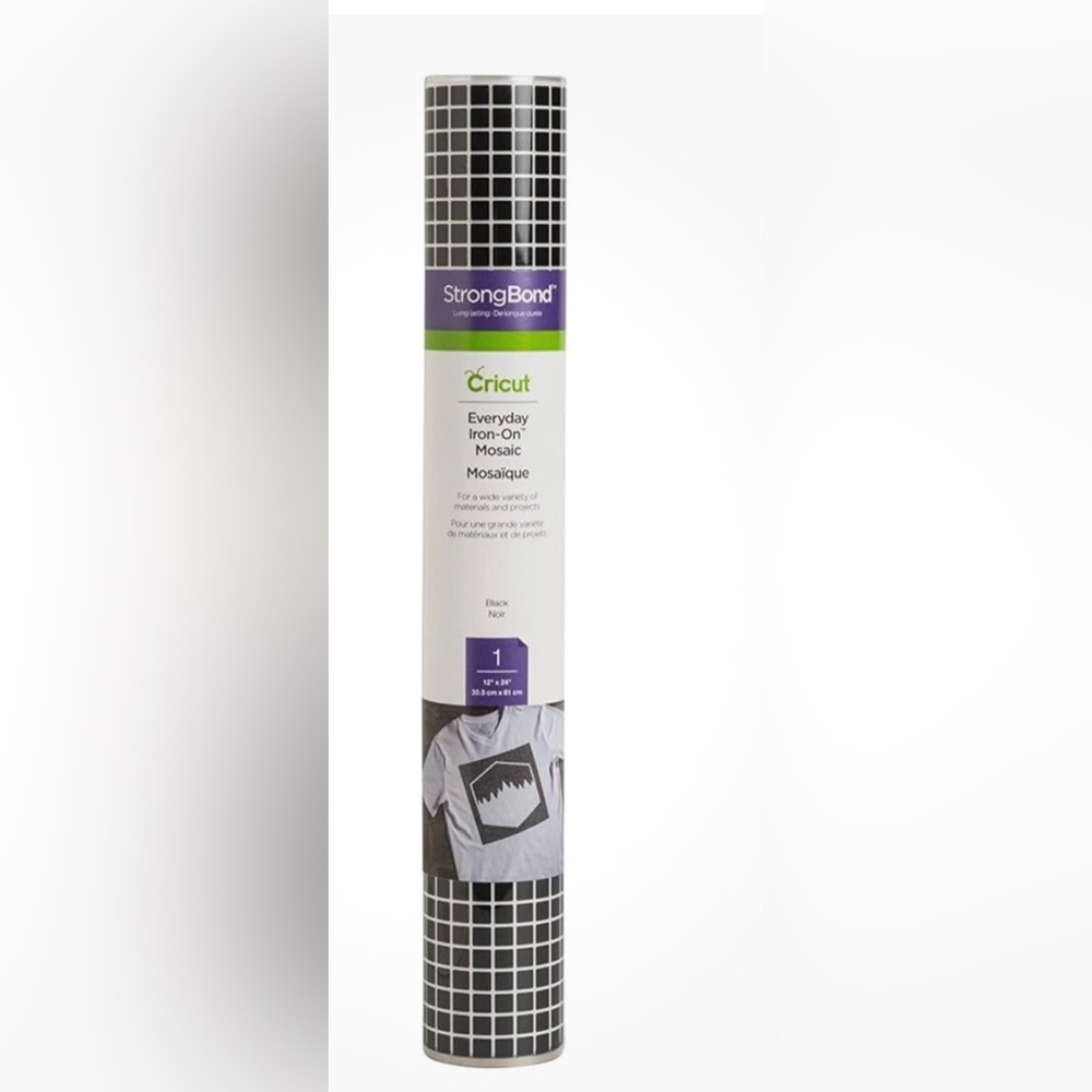 2 Cricut StrongBond Every Day Iron-on Mosaic Black Noir Squares 12x24" New